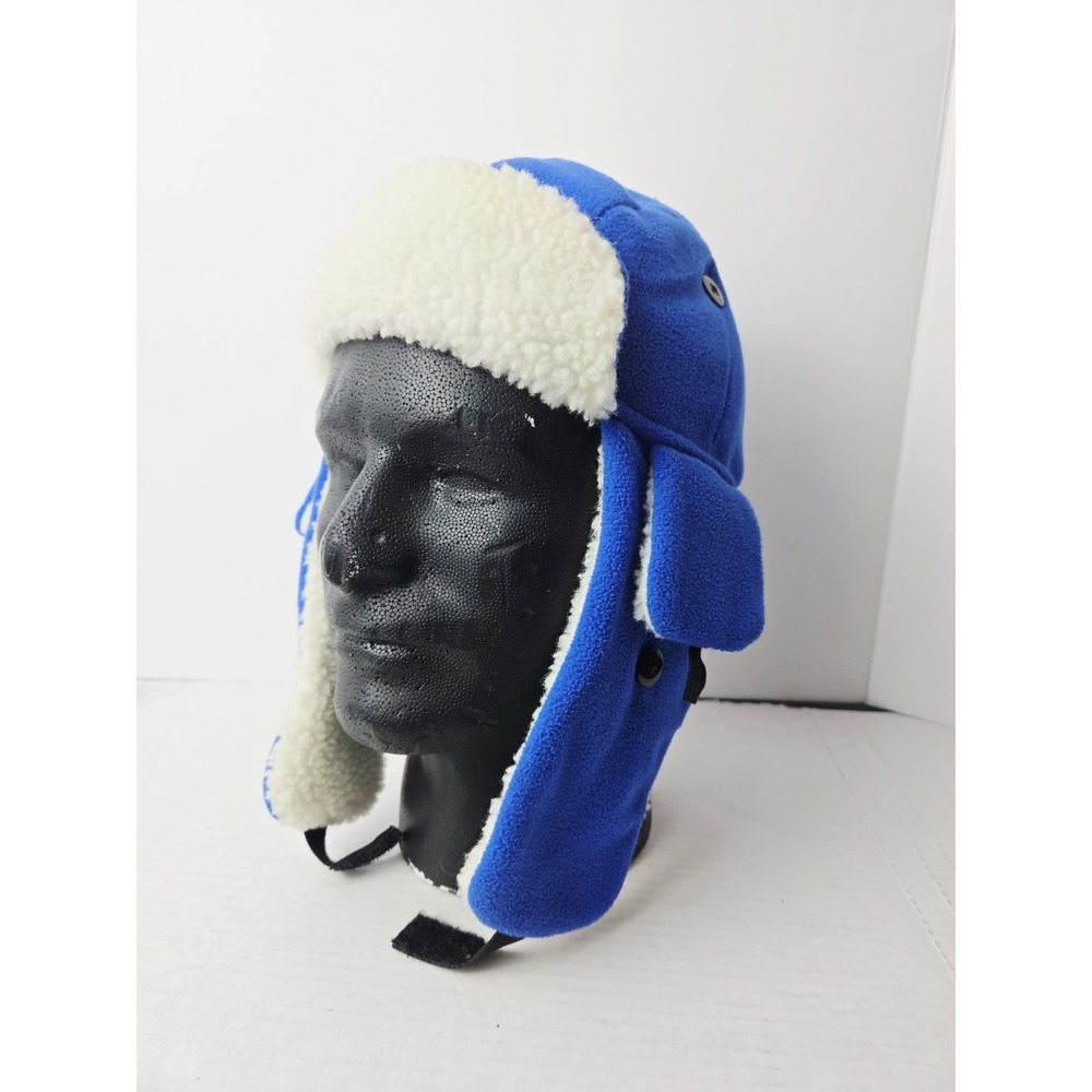 Winter Hat Kids Broner NWT fur trapper blue size 6-10 years fleece